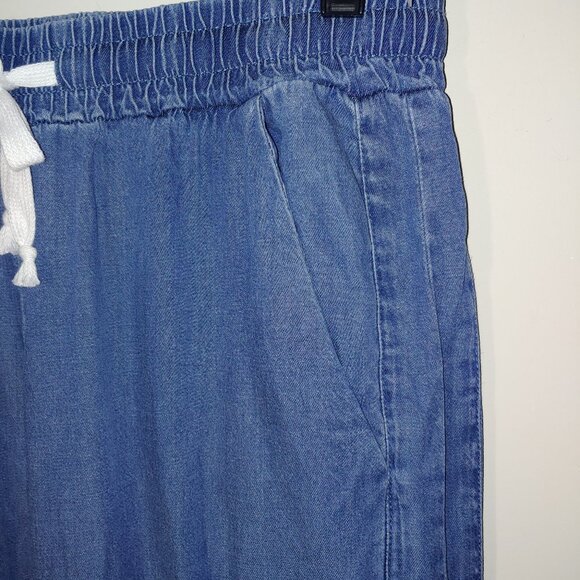 Unbranded Drawstring Wide Leg Chambray Pants Size 10 Blue - Picture 4 of 6